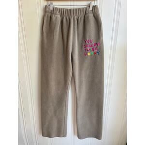 The Mayfair Group Straight Fleece Sweatpant You Deserve‎ to Be Happy Women S/M